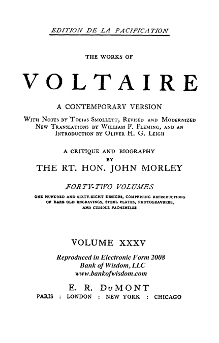 The Works of Voltaire, Vol. 35 of 42 vols + INDEX volume 43